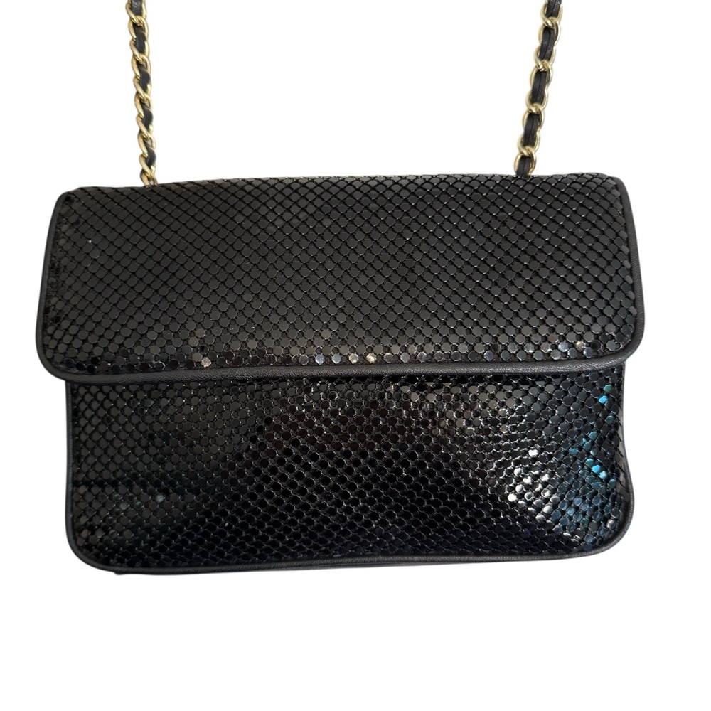 Whiting & Davis Black Mesh Women’s Crossbody Shoulder Bag With Chain Strap - Picture 4 of 16